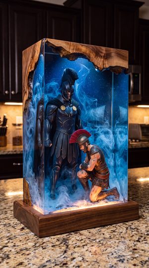 Close-up detail of the resin scene